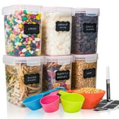 Deco Haus Dóza plastová suche potraviny, hermetická, těsný závěr, BPA-free, 1600 ml, 6 ks, růžový