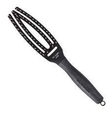 Olivia Garden Fingerbrush Combo Small Black zakřivený plochý kartáč na vlasy černý