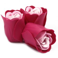 Mýdlové květy Růžové růže Srdce 3ks