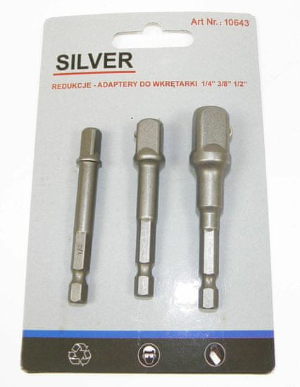Silver Stříbrná sada adaptérů/držáků pro zásuvky 3St. 1/2-3/8-1/4"