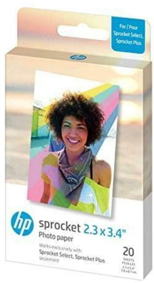 HP Zink Paper Sprocket Select 20 pack 2,3×3,4
