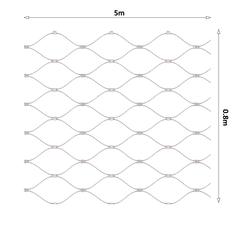 Kovoinox Nerezová lanková síť, 0,8x5 m (šxd), oko 60x104 mm, průměr lanka 2 mm, AISI316