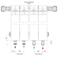 Lipovica Hliníkový radiátor ORION - 500 - 2 články, spodní připojení PLUS, pravé, rohové, výkon 256 Wattů