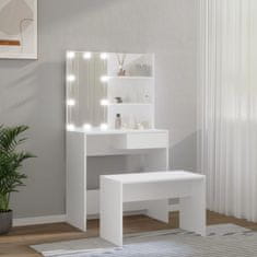 Vidaxl Toaletní stolek sada s LED bílý kompozitní dřevo