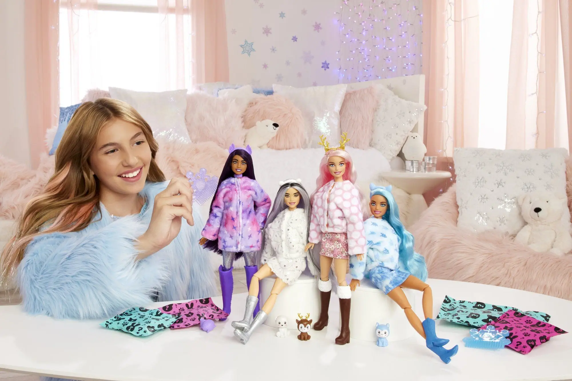 Mattel Barbie Cutie Reveal Zima panenka série 3 - Husky HJM12