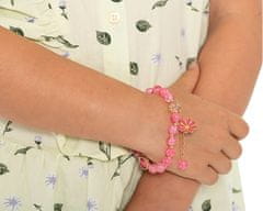 Troli Růžový korálkový náramek pro dívky s kytičkou