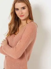 Camaïeu Růžový svetr s véčkovým výstřihem CAMAIEU XL