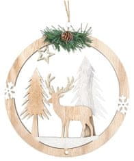 Anděl Přerov Závěsná dekorace dřevěná s jelenem 20 cm