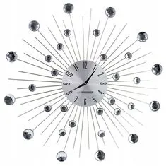 Northix Esperanza - Nástěnné hodiny s krystaly, 50 cm - Stříbrné 