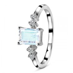 Klenoty Amber Luxusní stříbrný prsten měsíční kámen a topaz Diva Velikost: 54