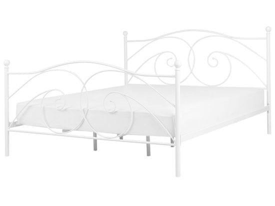 Beliani Bílá kovová postel s rámem 180 x 200 cm DINARD