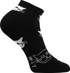 WiTSocks Veselé Ponožky Kočka černé nízké, 35-38