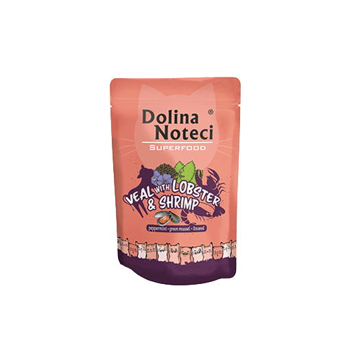 DOLINA NOTECI Super Food 85 g kapsička pro kočky telecí maso, humr a krevety