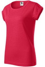 Malfini Dámské triko s vyhrnutými rukávy, červený melír, L