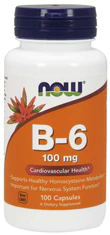 NOW Foods Vitamin B6 Pyridoxin, 100mg, 100 kapslí