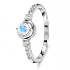 Klenoty Amber Luxusní stříbrný prsten měsíční kámen a topaz Moon Velikost: 57