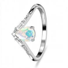 Klenoty Amber Luxusní stříbrný prsten s opálem a topazy Princess Velikost: 52