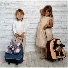 BE MY FRIEND, Dětský denimový batoh na kolečkách s odnímatelnou hračkou ELEFANTE, 13033