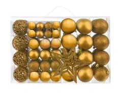 InnoVibe Vánoční zlatá sada ozdob - 100 koulí a špička ve tvaru hvězdy