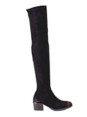 Vinceza Pěkné dámské černé kozačky na plochém podpatku, černé, 36