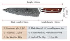 Xinzuo  Nůž šéfkuchaře 8.5" XINZUO AIČI 67 vrstev damaškové oceli 