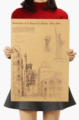 Tie Ler  Plakát úžasné stavby, Pařížská Socha svobody, č.209, 50.5 x 36 cm 