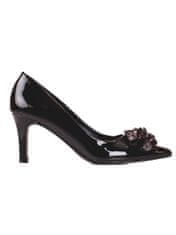 Amiatex Pěkné černé dámské lodičky na jehlovém podpatku + Ponožky Gatta Calzino Strech, černé, 36