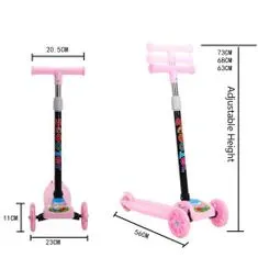 TopKing Koloběžka tříkolová s LED kolečky růžová