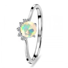 Klenoty Amber Luxusní stříbrný prsten s opálem a topazy Spirit Velikost: 60