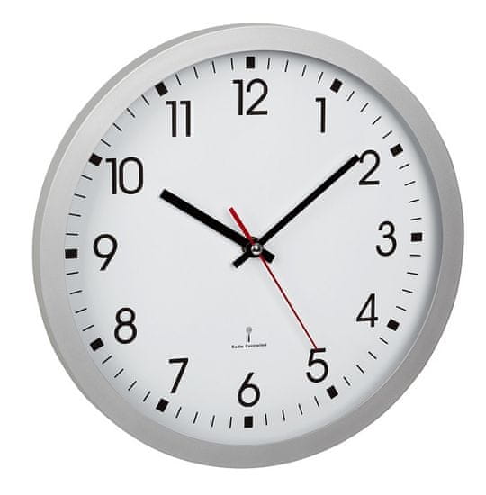 TFA 60.3522.02 Rádiem řízené analogové nástěnné hodiny, stříbrné