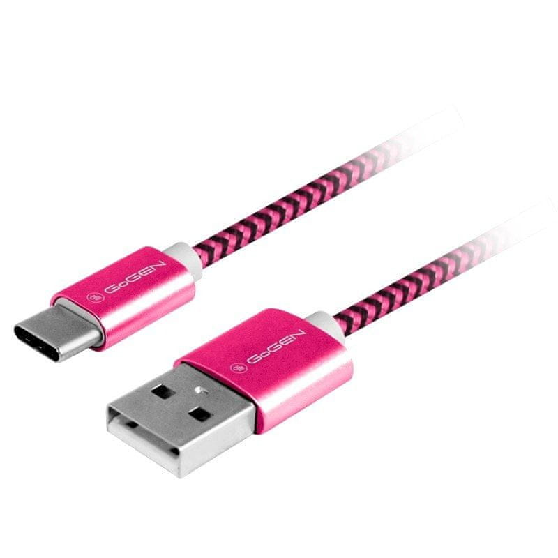 GoGEN Kabel USB/USB-C 1m opletený GOGUSBAC100MM25, fialový