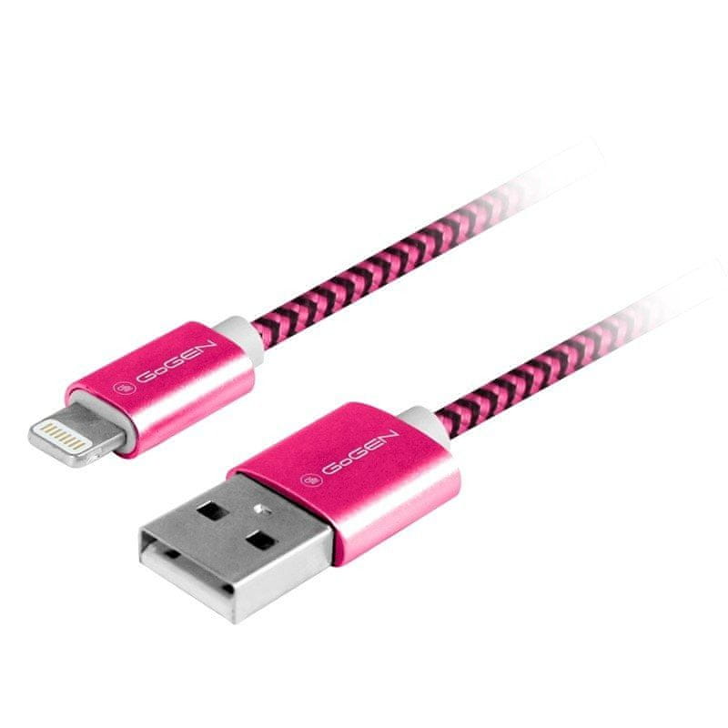 Levně GoGEN Kabel USB/lightning 1m opletený GOGLIGHTN100MM25, fialový