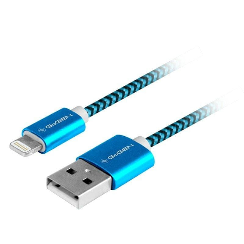 Levně GoGEN Kabel USB/lightning 1m opletený GOGLIGHTN100MM26, modrý
