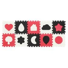 BABY ONO puzzle pěnové tvary 10ks, 6m+ - černá/červená