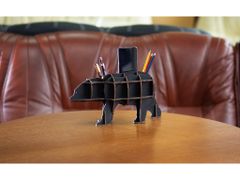 EWA ECO-WOOD-ART Stolní organizér Medvěd černý 3D puzzle