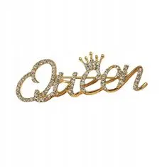 Pinets® Brož zlatý nápis Queen královna