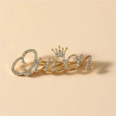 Pinets® Brož zlatý nápis Queen královna