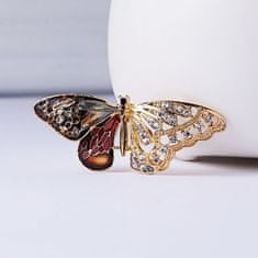 Pinets® Brož zlato-červený motýl
