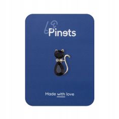 Pinets® Brož černá kočka s kubickou zirkonií