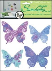 Anděl Přerov Samolepky na zeď 3D motýli modrofialoví 20x20x1cm, 4ks