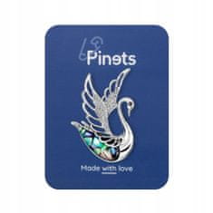 Pinets® Brož stříbrná labuť s perletí