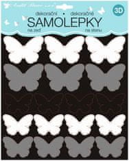 Anděl Přerov Samolepky na zeď 3D černostříbrní motýli 2 archy 35 ks 25x16 cm+25x25cm 
