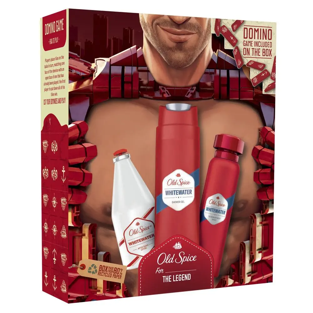 Old Spice Ironman Pro Muže, S Deodorantem Ve Spreji, Sprchovým Gelem A Vodou Po Holení Whitewater