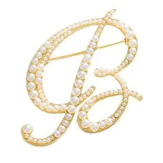 Pinets® Brož zlaté písmeno B s perlami