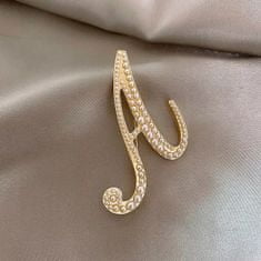 Pinets® Brož zlaté písmeno A s perlami
