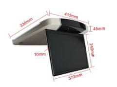 CARCLEVER Stropní LCD monitor 15,6 šedý s OS. Android HDMI / USB, dálkové ovládání se snímačem pohybu (ds-157Agrc)