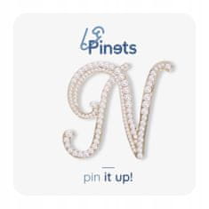 Pinets® Brož zlaté písmeno N s perlami