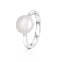 Beneto Elegantní stříbrný prsten s pravou perlou AGG29 (Obvod 50 mm)