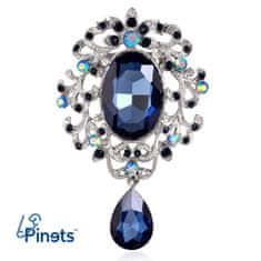 Pinets® Brož barokní s modrými zirkony