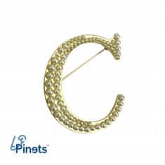 Pinets® Brož zlaté písmeno C s perlami